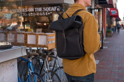 Artisan Roll-Top Rucksack Backpack - Premium Saddle Leather with Adjustable Straps | EternaMuhan Craft - EternaMuhan