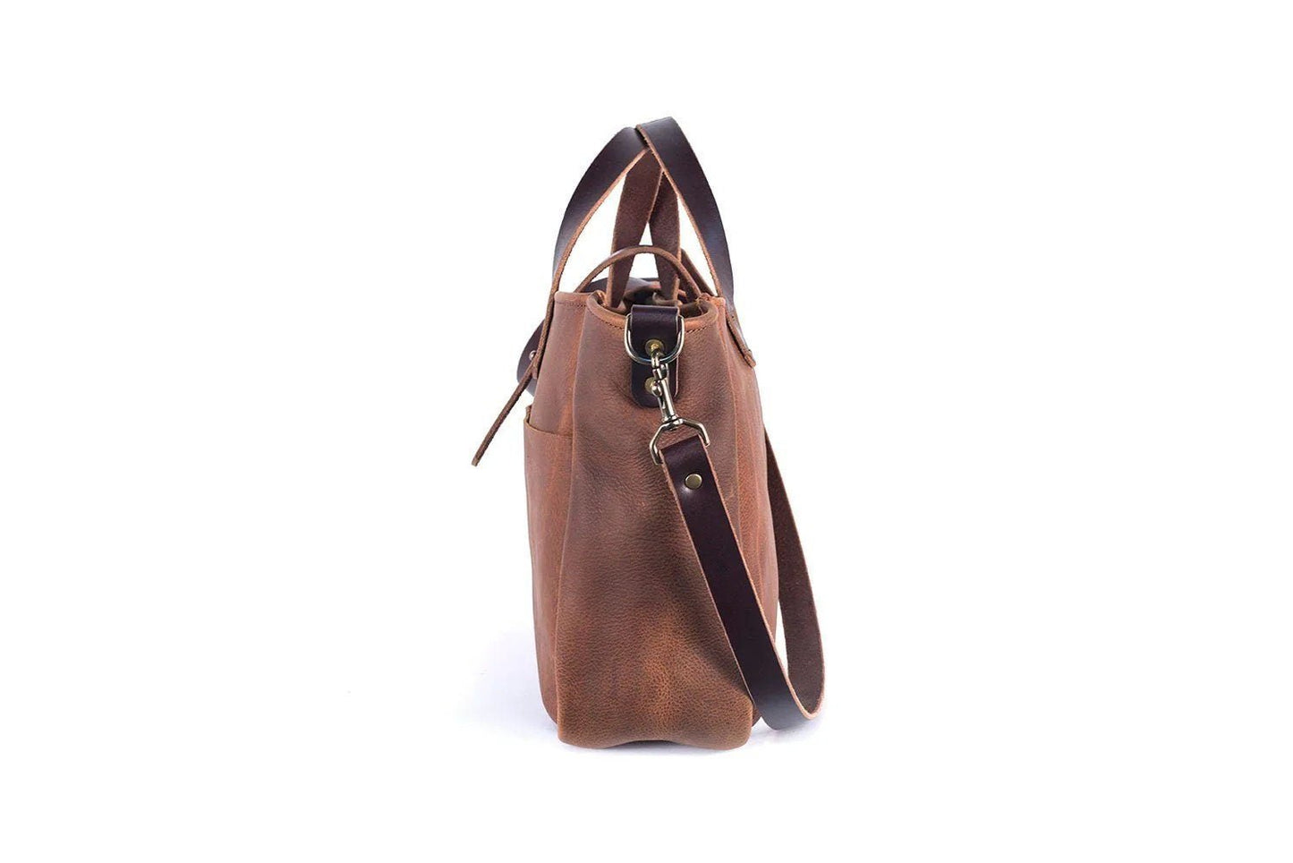 Artisanal Saddle Leather Messenger Bag - Versatile Tote with Detachable Strap | EternaMuhan Craft - EternaMuhan