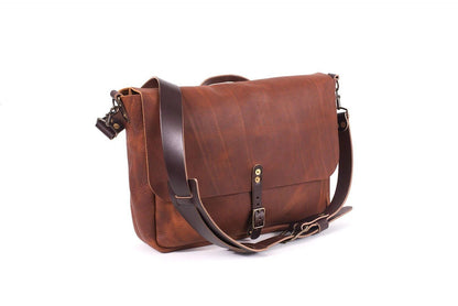 Classic Saddle Leather Messenger Bag - Vintage-Inspired Spacious Satchel | EternaMuhan Collection - EternaMuhan