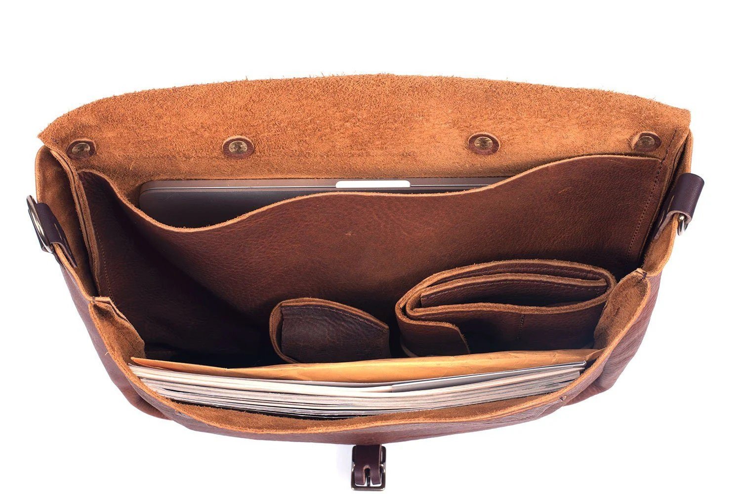 Classic Saddle Leather Messenger Bag - Vintage-Inspired Spacious Satchel | EternaMuhan Collection - EternaMuhan