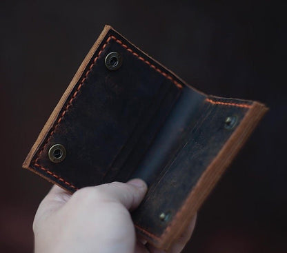 Compact Handcrafted Leather Wallet & Card Holder - Secure Minimalist Pocket Wallet with RFID Block - EternaMuhan - EternaMuhan