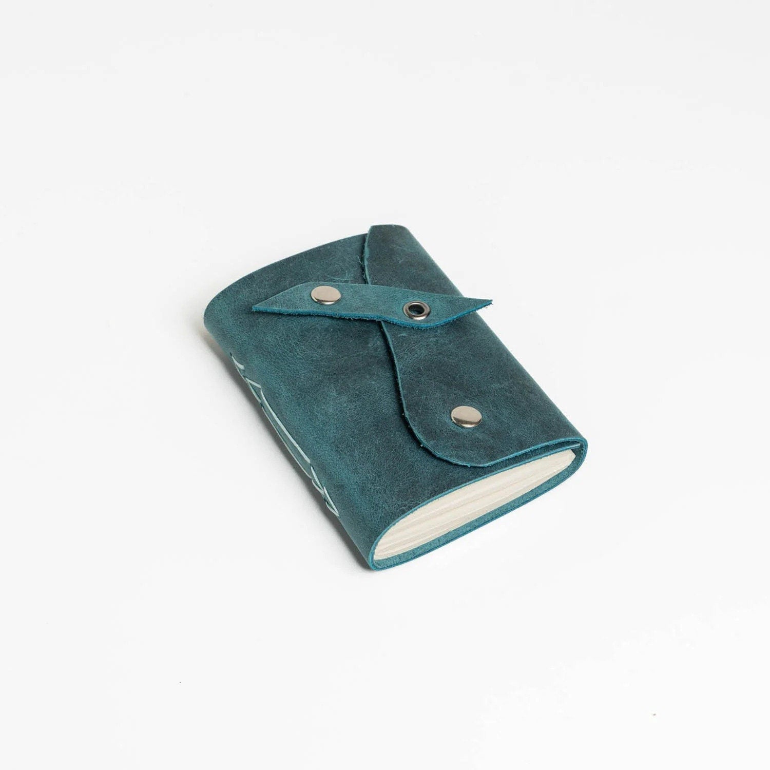 EternaMuhan A7 Teal Leather Journal – Pocket-Sized Haven for Your Thoughts - EternaMuhan