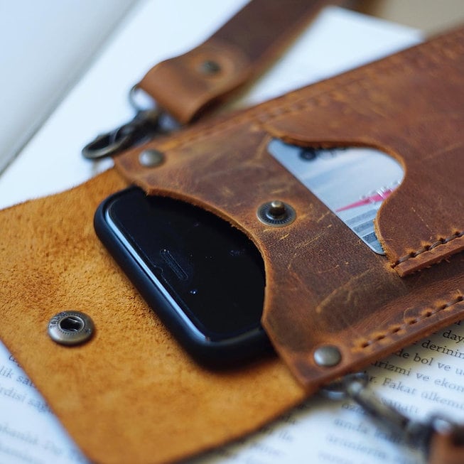 EternaMuhan Artisan Leather Phone Pouch & Cardholder – Your Essentials in One Place - EternaMuhan