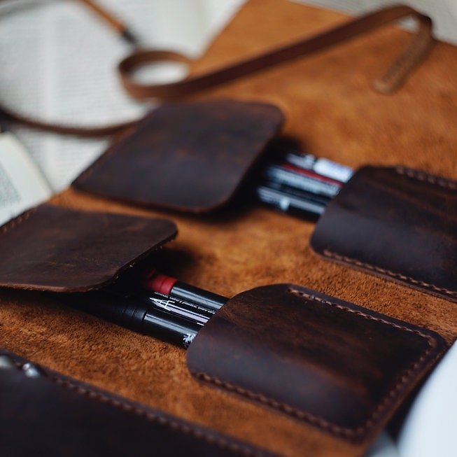 EternaMuhan Dual Pen Leather Wallet – The Writer's Luxe Companion - EternaMuhan