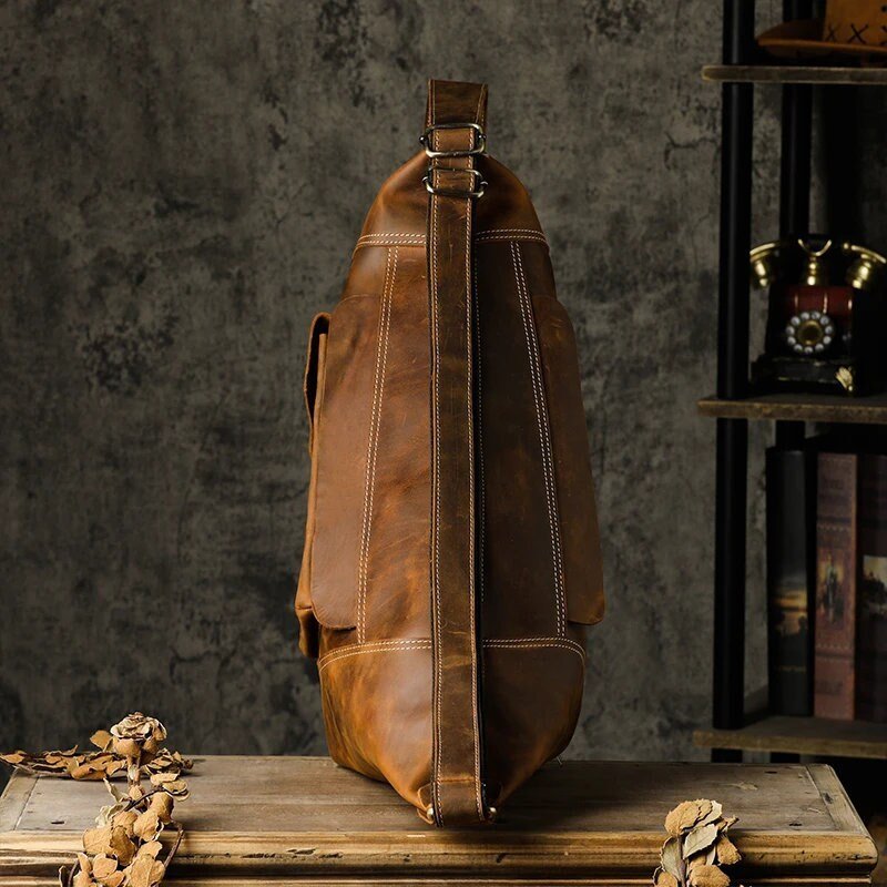 EternaMuhan Handmade Leather Chest Bag – Effortless Style for the Urban Explorer - EternaMuhan