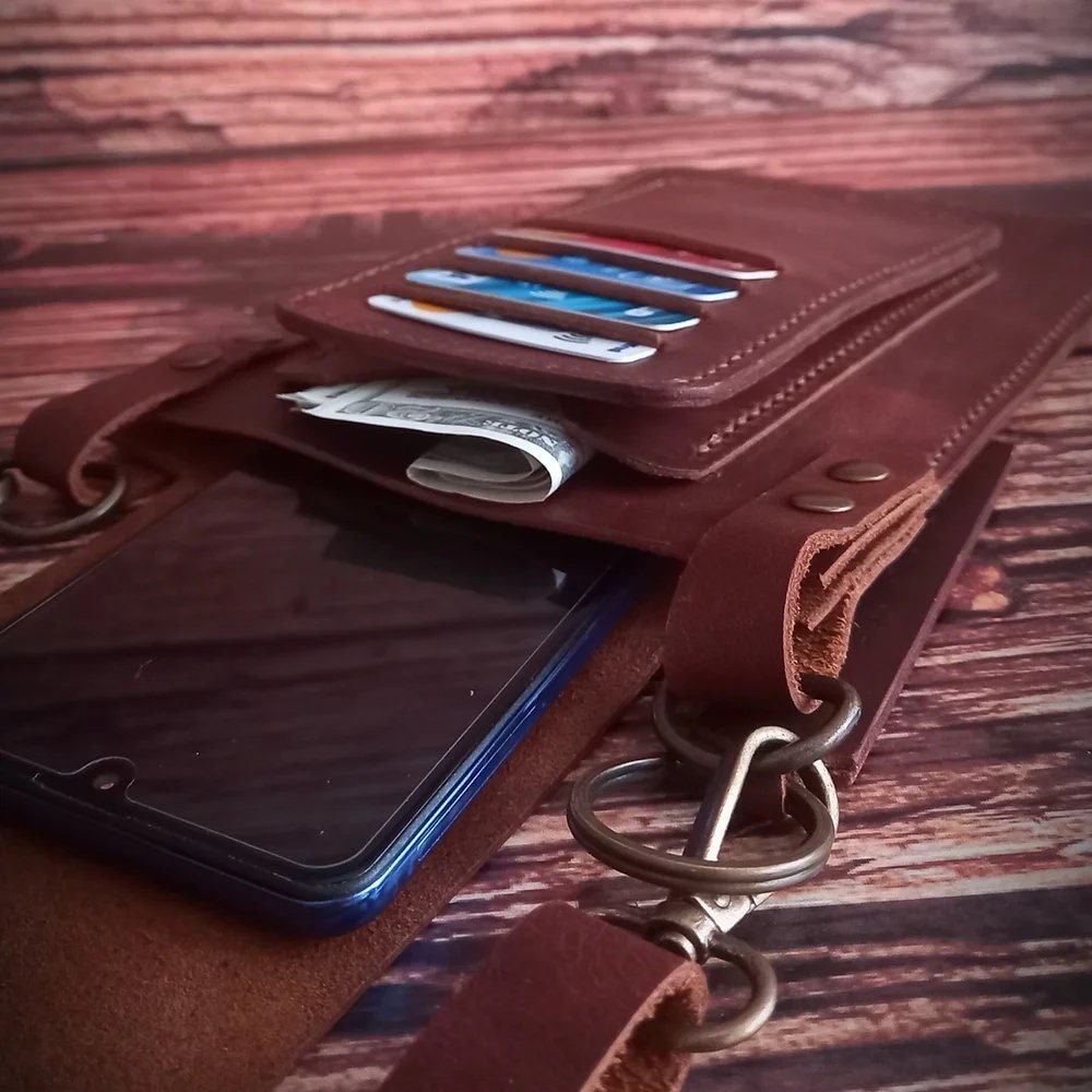 EternaMuhan Leather Phone Pouch & Cardholder - Boho Chic Meets Urban Functionality - EternaMuhan