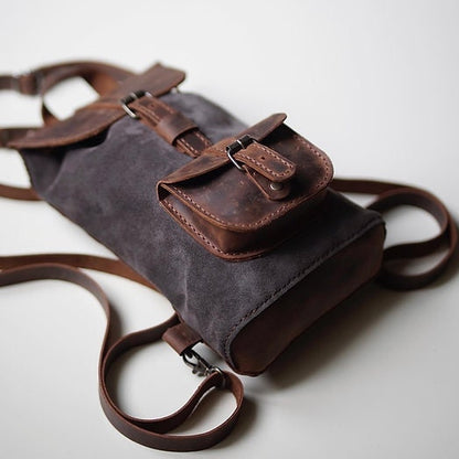 Vintage-Inspired Leather Backpack - Handcrafted Retro Rucksack for Urban Explorers - EternaMuhan