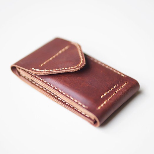 Vintage-Style Folding Leather Card Holder - Compact Design with Timeless Appeal - Handmade by EternaMuhan