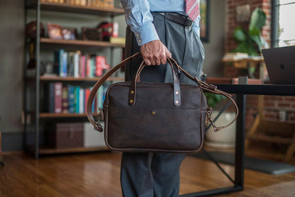 Luxury Saddle Leather Briefcase - Professional Attache with Refined Style | EternaMuhan Exclusive - EternaMuhan