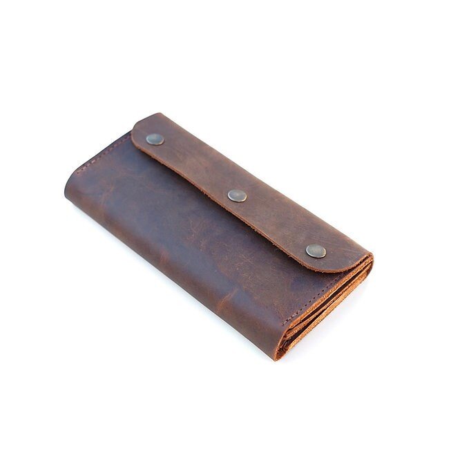 Rustic Leather Card Holder - Slim & Secure Snap Wallet for Cards and Cash - Handmade Artistry by EternaMuhan - EternaMuhan