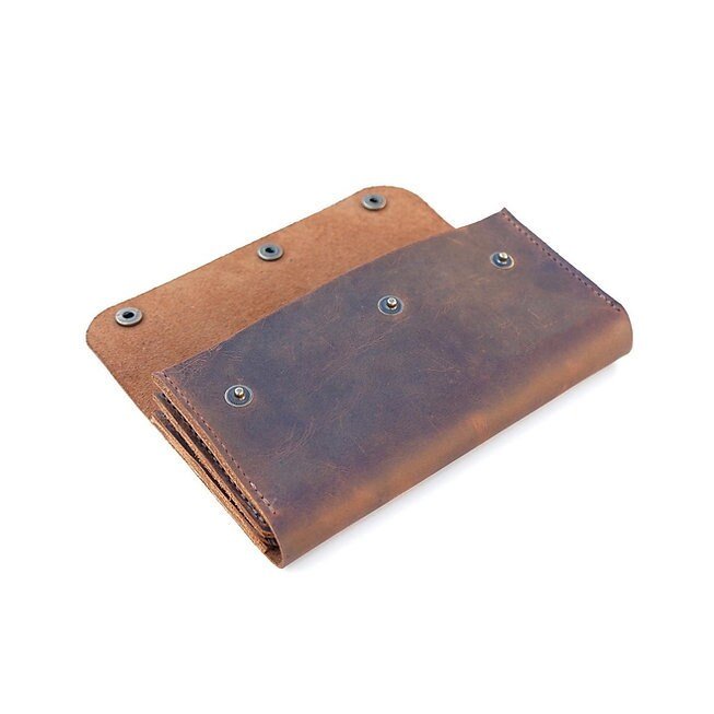 Rustic Leather Card Holder - Slim & Secure Snap Wallet for Cards and Cash - Handmade Artistry by EternaMuhan - EternaMuhan