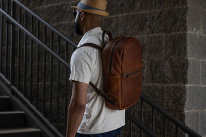 Sleek Leather Backpack with Zipper - Timeless Urban Elegance | EternaMuhan Handcrafted Collection - EternaMuhan