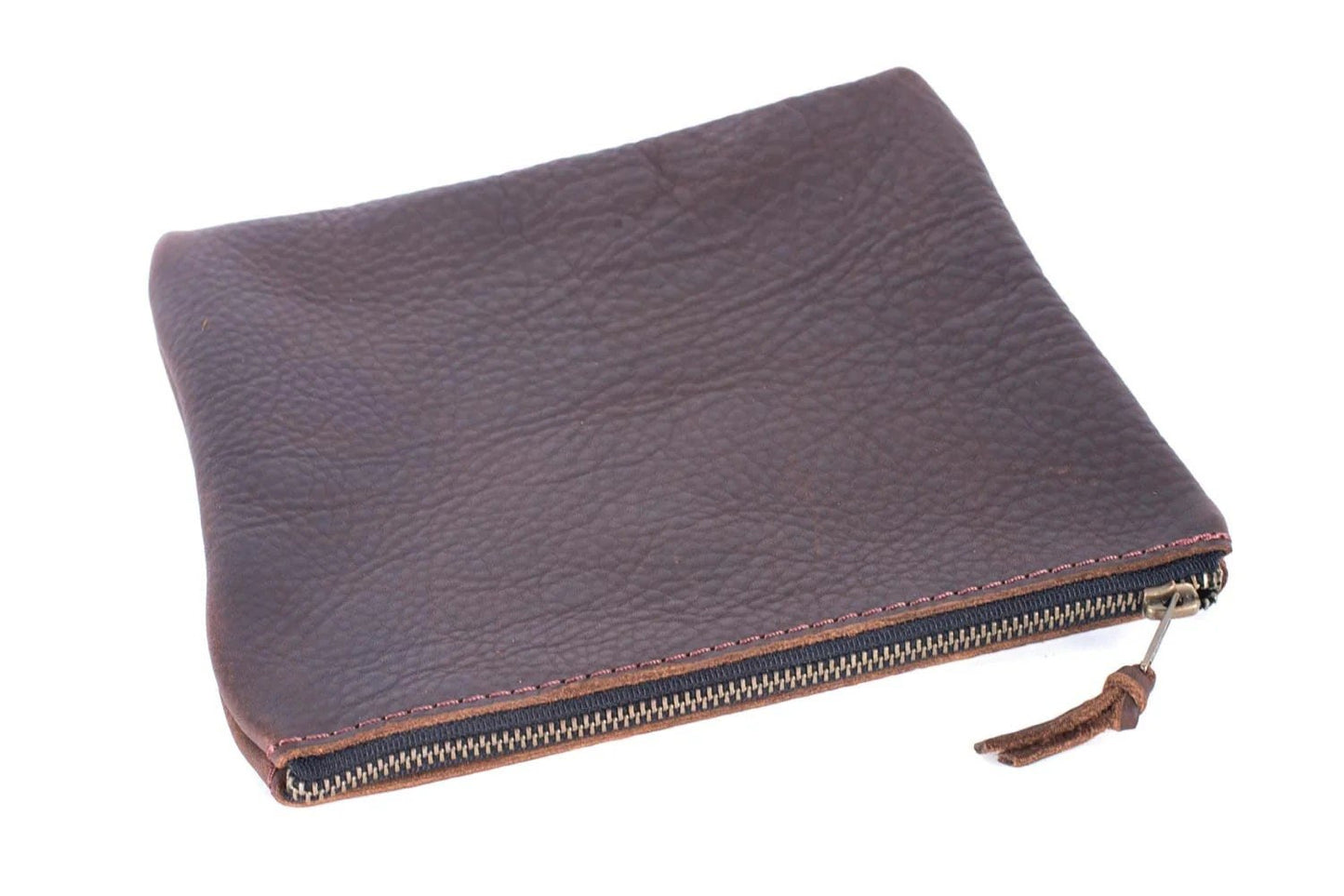 Sophisticated Leather Zip Pouch - Elegant Top Zippered Organizer | EternaMuhan Craftsmanship - EternaMuhan