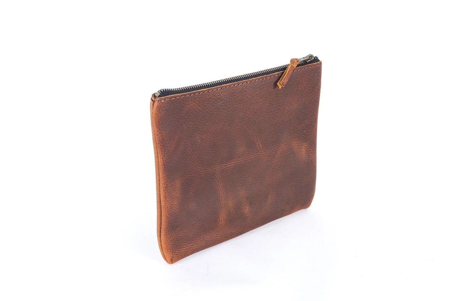 Sophisticated Leather Zip Pouch - Elegant Top Zippered Organizer | EternaMuhan Craftsmanship - EternaMuhan